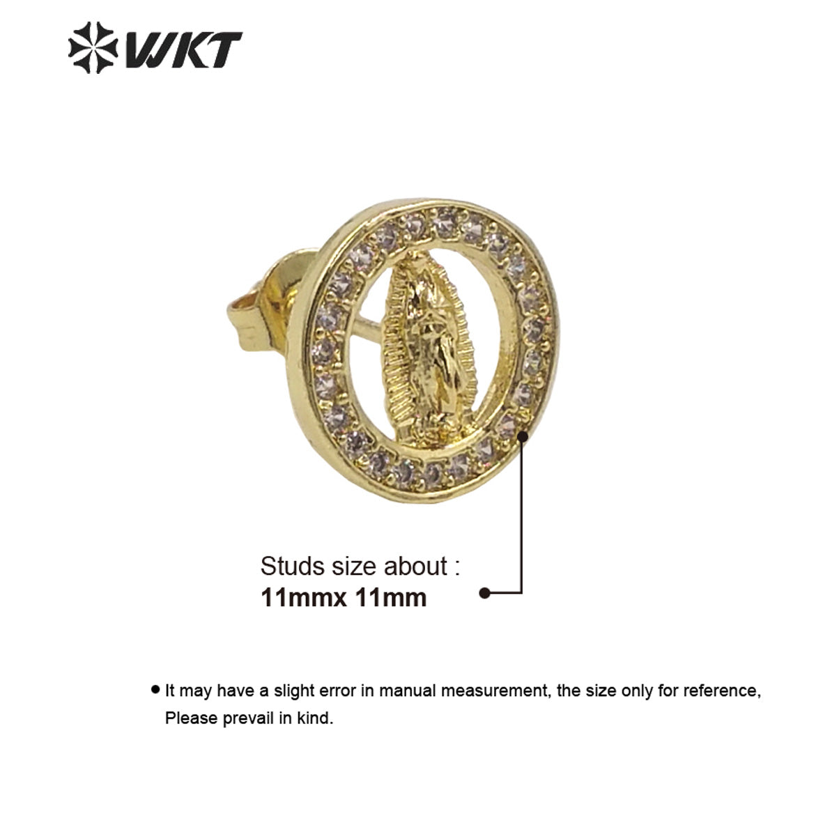 WT-ME103 Wholesale Newest Vintage Style Cubic Zircon Fashion Light Luxury Round Shaped Micro Paved Earrings Studs