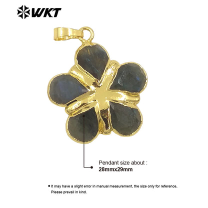 WT-P1966 Wholesale Unique Charming Teardrop Stone Assemble As Flower Pendants in 18K Real Gold Plated for Necklace Jewelry
