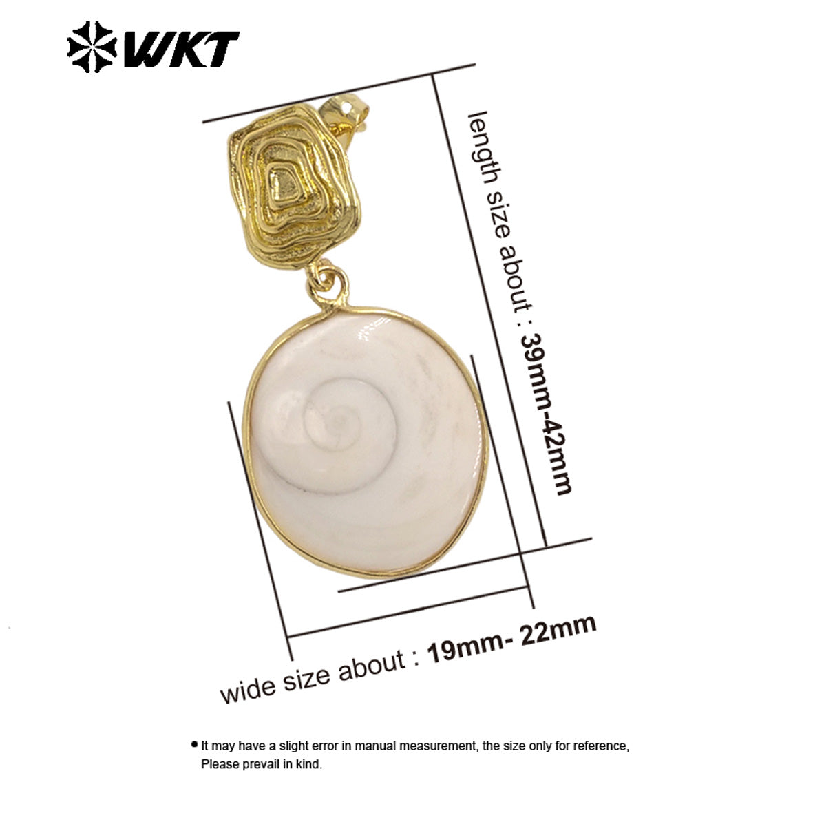 WT-MPE170 Exclusive Handmade Trendy Style Gold Plated Natural Trumpet Shell Earrings As Women Wedding Jewelry Accessories