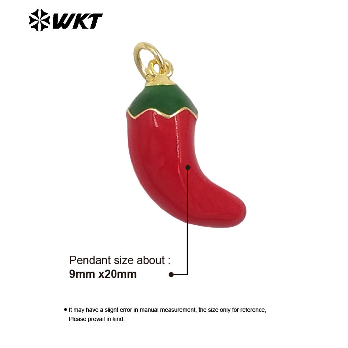 JFE157 New Sales Exquisite Tiny Pendant Cute Hot Pepper Charm Gold Plated Yellow Brass With Drop Oil For Jewelry Handmade DIY
