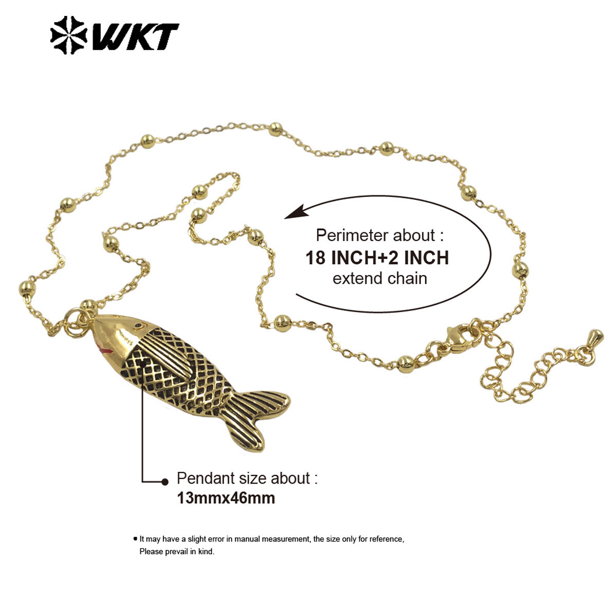 WT-JFN68 Exquisite Gold Plated Chain With Colorful Drop Oil Fish Pendants Necklaces For Women Trendy Wearing Accessory