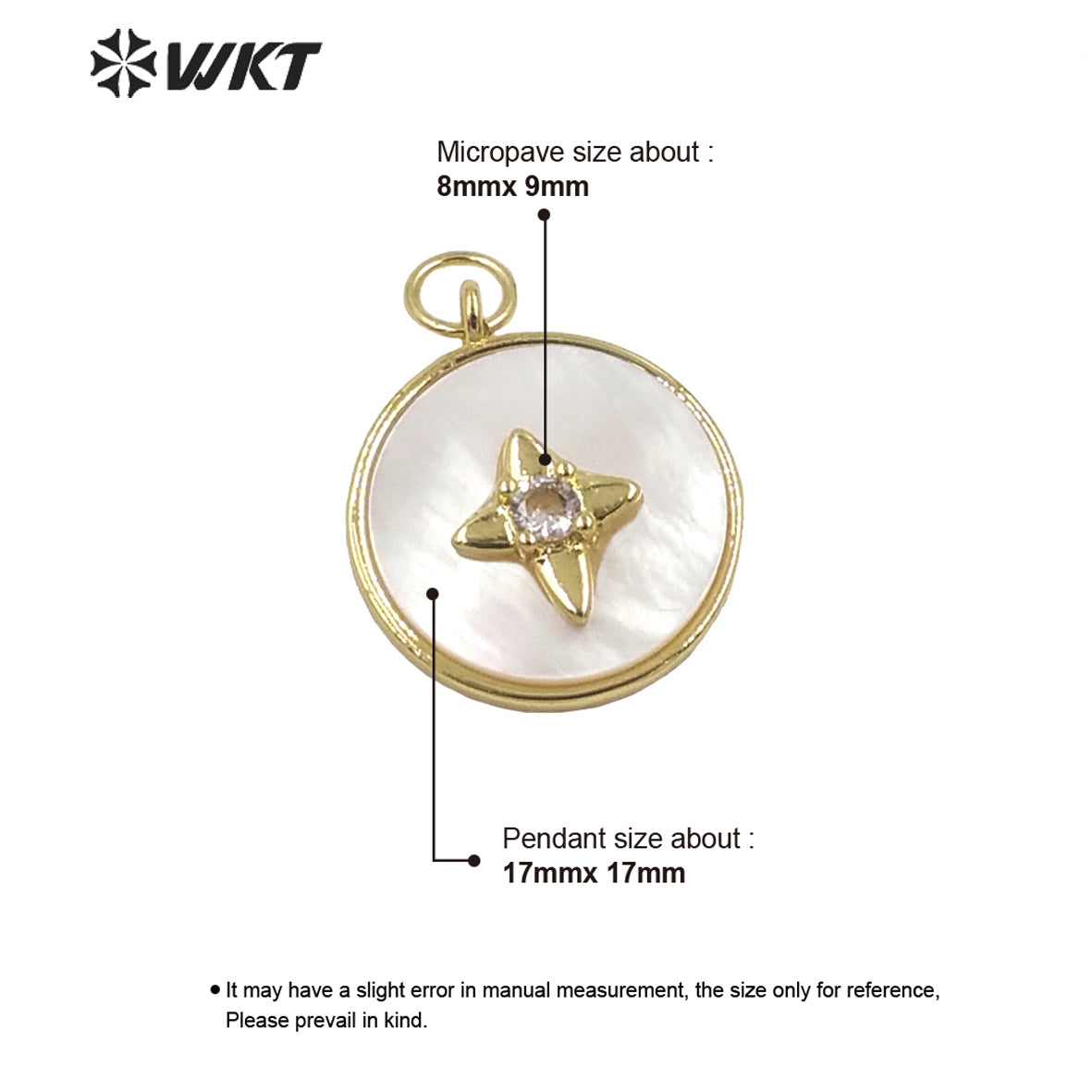 WT-JP287 WKT Personalized and Lovely Flower Patchwork Zircon Pendant Mother Pearl Round Pendant Necklace Nice Jewelry Lady
