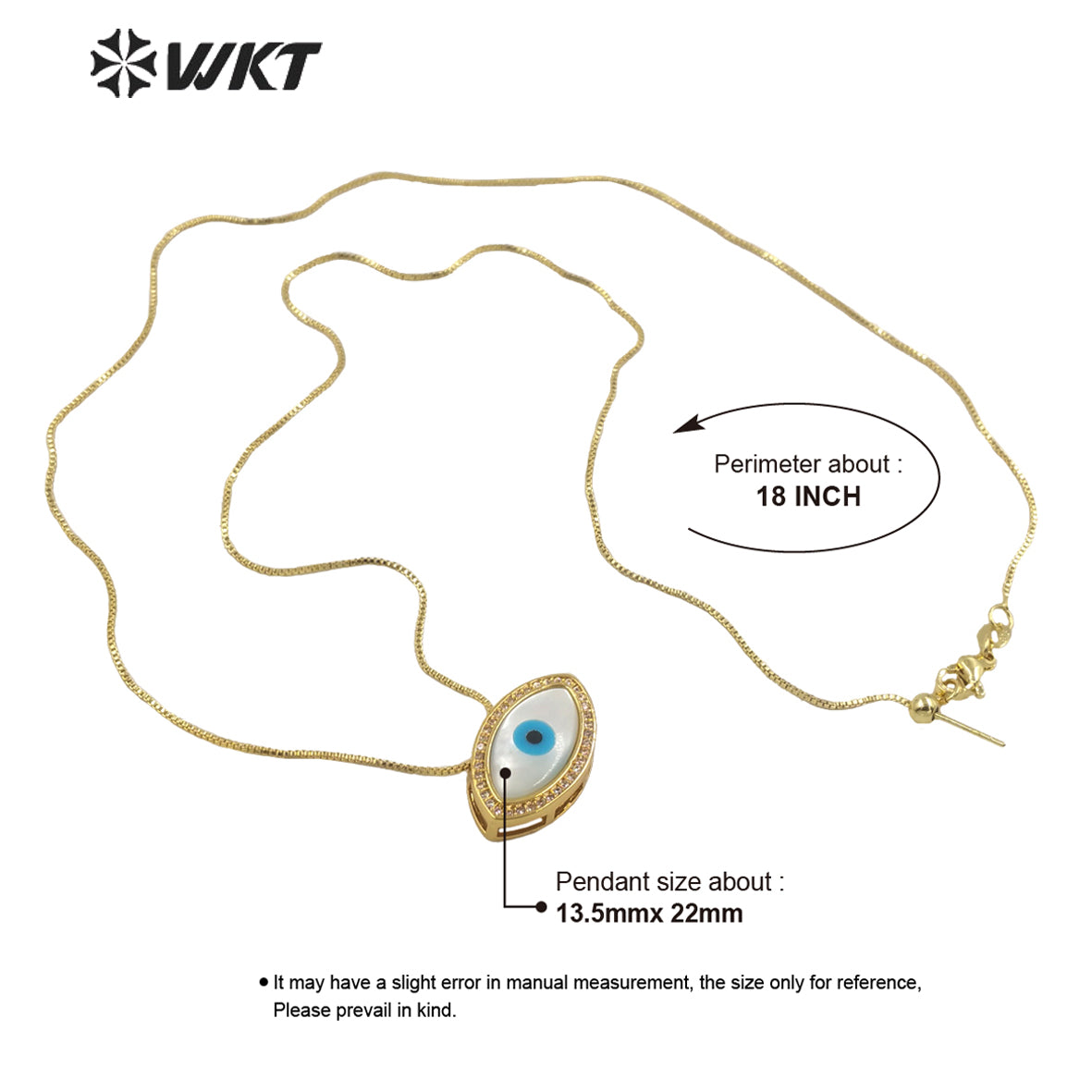 WT-MN971Amazing Gorgeous Fashion Gold Plated Horse Eye Shell Necklace Women Micropaved Cz Setting Eye Necklace