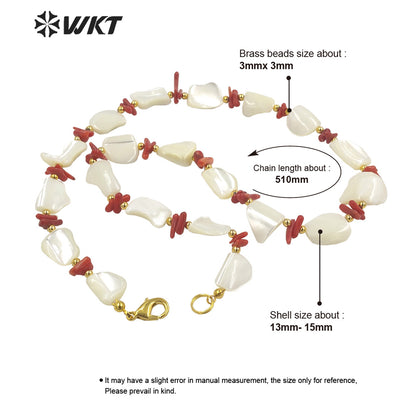 WT-JN228 Vintage Style Summer Boho White Shell Space Beads Necklace Women Handmade Strand Shell Necklace for Girl Friend
