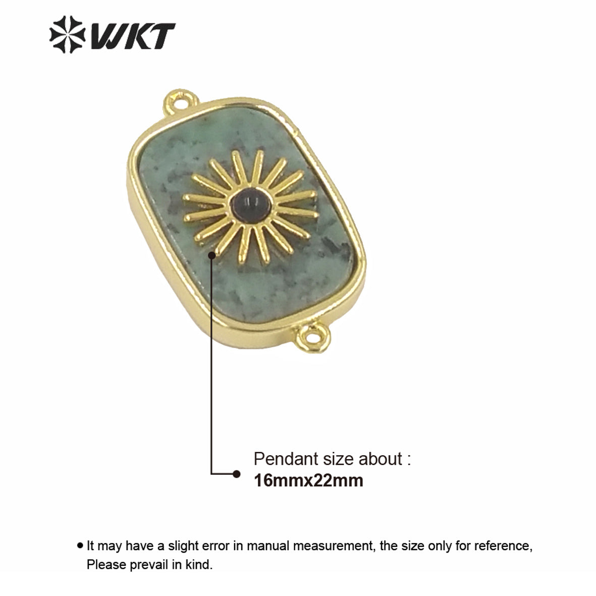 WT-C297 Newest Design High Polish Surface Natural Stone Double Loops Connectors Women Gold Bezel Precious Stone Connectors