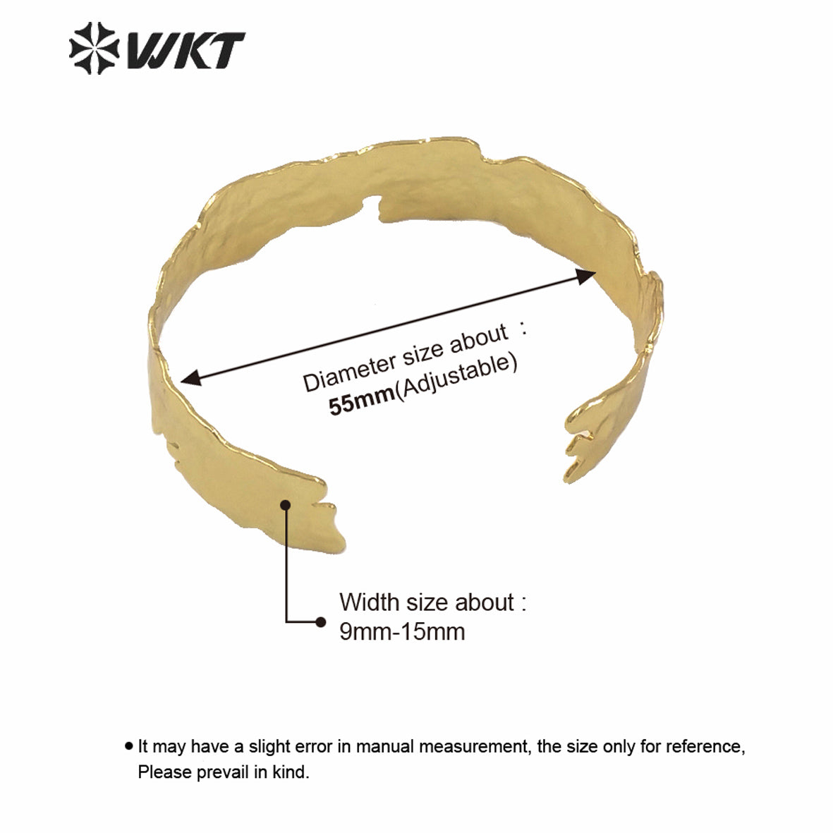 WT-B555 WKT lava Design Series Gold Electroplated Cuff Bangle Fashion Women Irregular Simple Metal Bangle Gold Bangle
