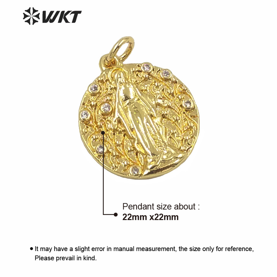 WT-MP186 the Most Populared Round Coin the Beauty Pendant Full Gold Electroplated Metal Charm Pendant As Gift