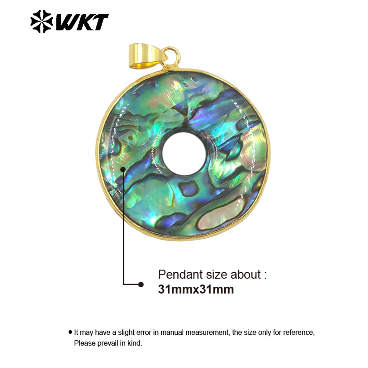 WT-JP406 Beautiful Fashion Abalone Shell Gold Plated Pendant With Round Hole for Women Jewelry Design Accessories High Quality