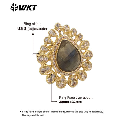 WT-MR029 Wholesale Amazing New European Delicate Micro Pave Cubic Zircon Setting Drop Stone Gold Plated Women Ring
