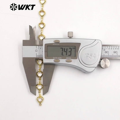 WT-BC278 Romantic Design Gold Plated Yellow Brass And Crystal Heart Shape Metal Chain As Women Necklace DIY Accessories