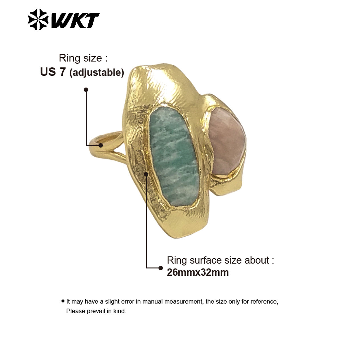 WT-MPR131 Wholesale Newest Design Fashion 18K Real Gold Plated Double Stone and Pearl Women Ring for Office Daily Styles