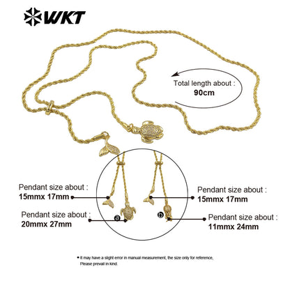 WT-JFN51 New Arrival Brass Gold Plated Chain With Double Animal Zircon Charms Metal Women Necklace For Fashion Matching Jewelry