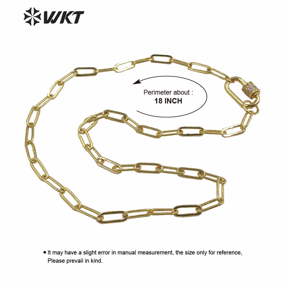 WT-N1223 Most Populared Hot Long Link Chain Necklace 18k Real Gold Plated Resist Tarnishable Brass Link Chain Necklace