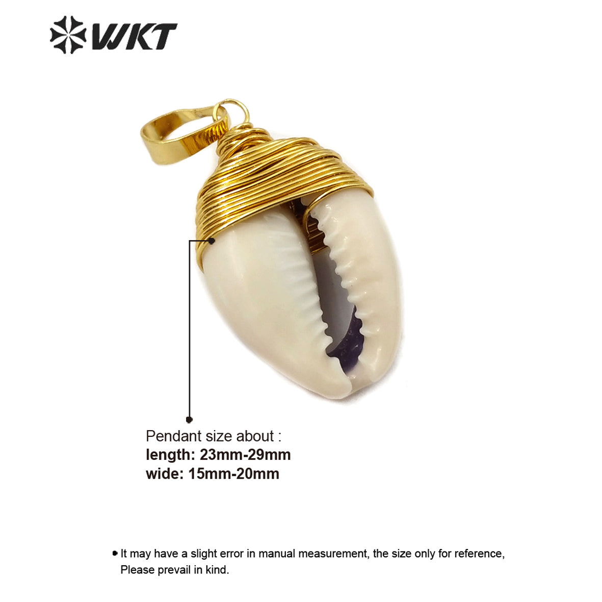 WT-JP162 Wholesale Natural Wire Wrapped Cowrie Shell Pendant Natural Shell Jewelry Fashion Charm Cowrie Pendant