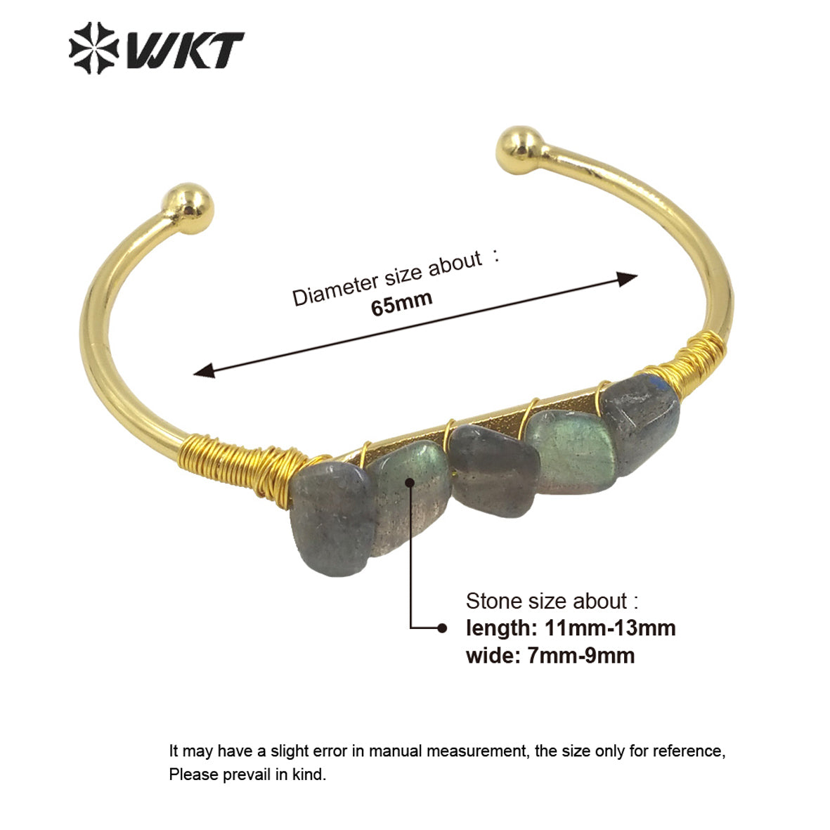 WT-B590 WKT 2022 Hot Style Natural Labradorite Bracelet Wound Adjustable Best Nugget Stone Bracelet 2022 Trend Jewelry