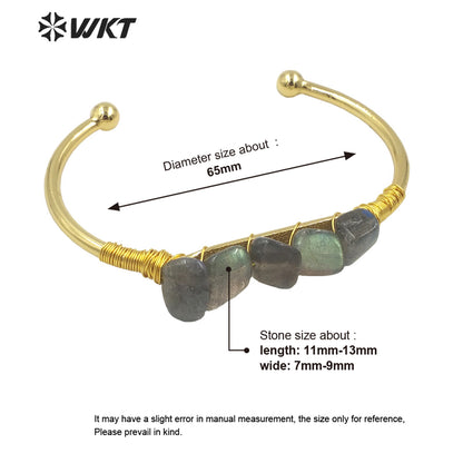 WT-B590 WKT 2022 Hot Style Natural Labradorite Bracelet Wound Adjustable Best Nugget Stone Bracelet 2022 Trend Jewelry