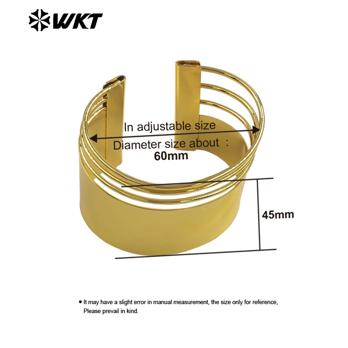WT-JF358 Newest Special Design Multi Layers Yellow Brass Metal Gold Plated Cuff Bangle Vintage Style Jewelry For Daily Wearing