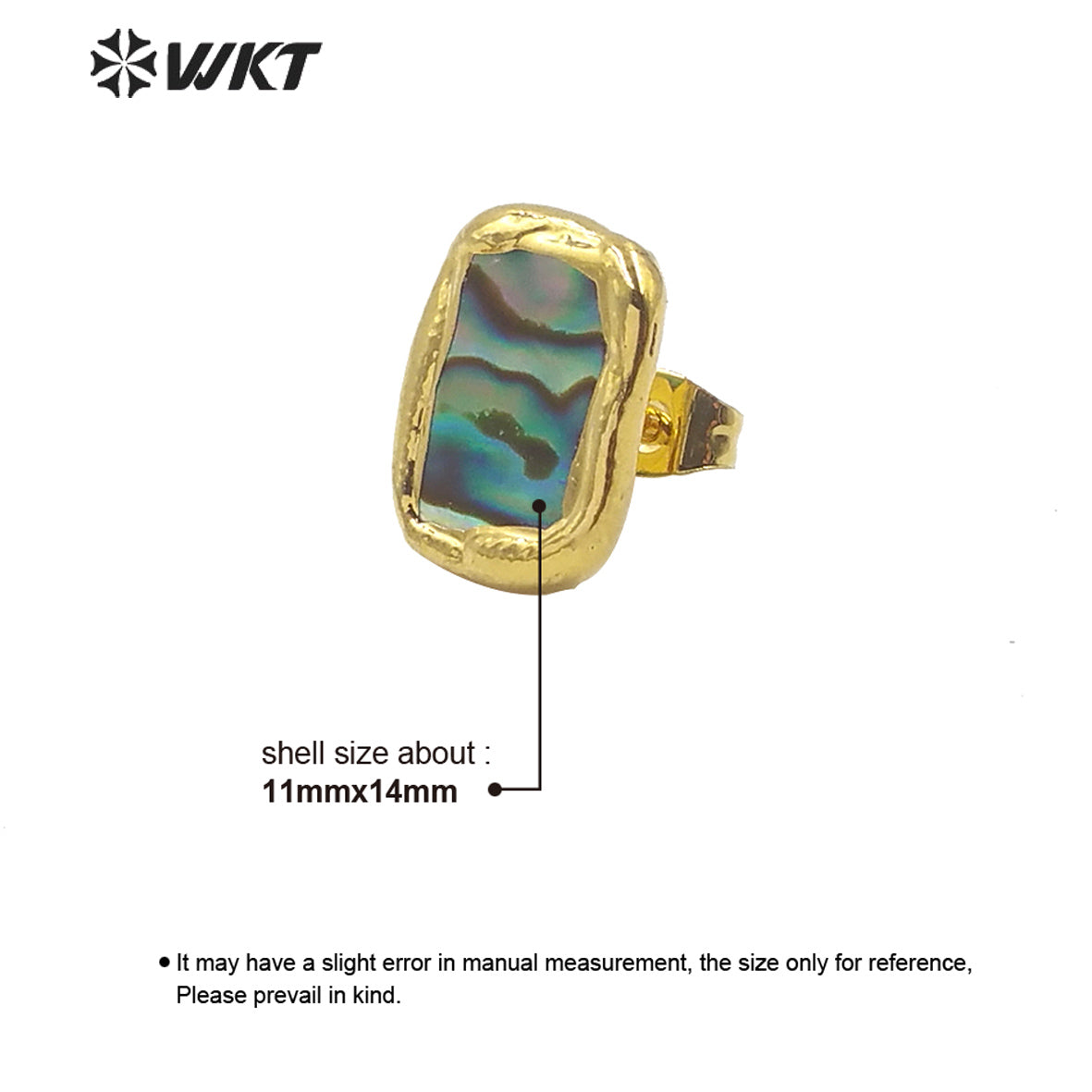 WT-E602 Hot Sale Long Rectangle Abalone Shell Studs Earring Gold Trim Fashion Lady Shell Studs Boho Style Abalone Studs