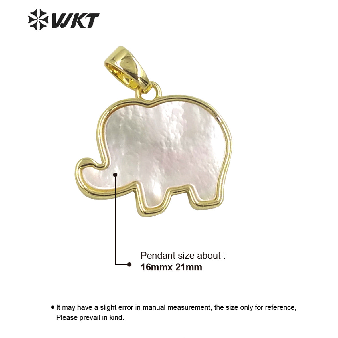 WT-JP323 Wholesale Fashion Lovely Mother of Pearl Shell Carved Small Elephant Pendants Gold Bezel Lovely Animal Pendants