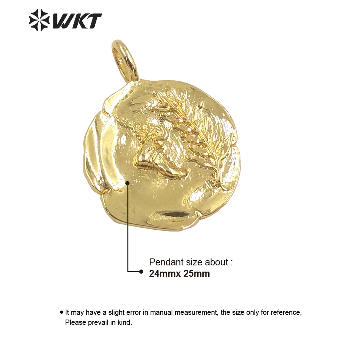 WT-MP208 Amazing New Full 18k Real Gold Plated Brass Metal Symbolized Pendant Round Flower Religious Metal Charms for Necklace