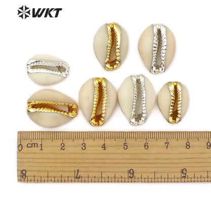 WT-JP119 Wholesale Fashion Natural Gold and Sliver Electroplated Shell Accessories Shell Beads Lovely Tiny Cowrie Shell Pendant