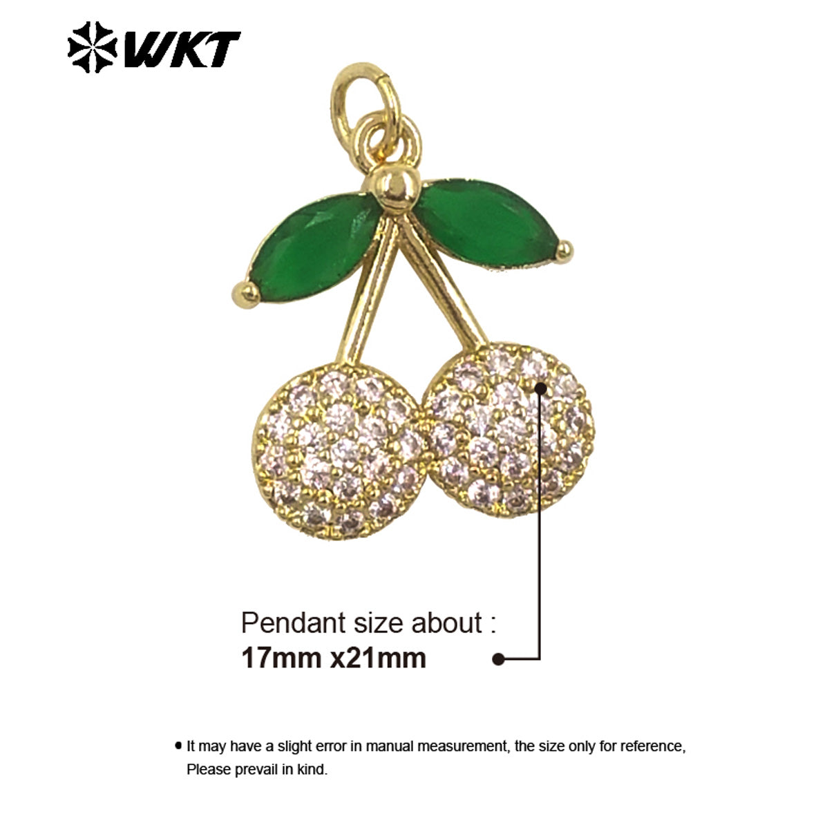 JFE156 High Quality Fruit Series Double Cherries Charm Pendant Yellow Brass With Drop Oil White And Purple Color Finding