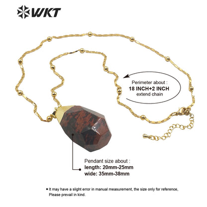WT-N1209 Newest Natural Gemstone Necklace Gold Plated Stylish Women Charm Jewelry Natural Stone Necklace