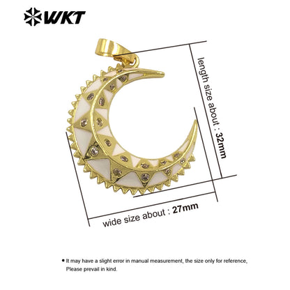 WT-MP306 the Most Popular Vehico Style Rivet Zircon Big Crescent Horn Pendants
