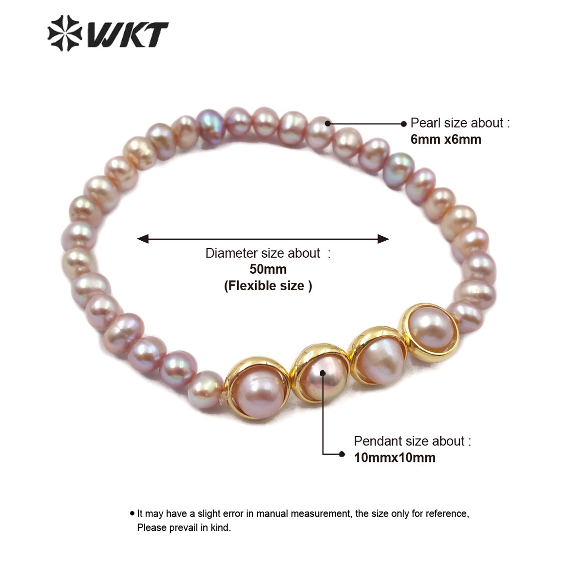 WT-B497 Wholesale Natural Pearl Bracelets Two Color With Gold Electroplated Women Stylish Charm Freshwater Pearl Bracelet
