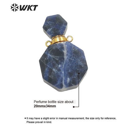 WT-P1759 WKT Hot Sale! Natural Stone Perfume Bottle Pendant Pink Quartz Amethyst Amazonite Pendant Jewelry Necklace Accessory