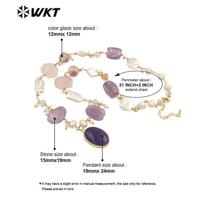 WT-JN240 Wholesale Newest Stone and Pearl Design 18k Chain Gold Plated Exquisite High Quality Scallop Necklace