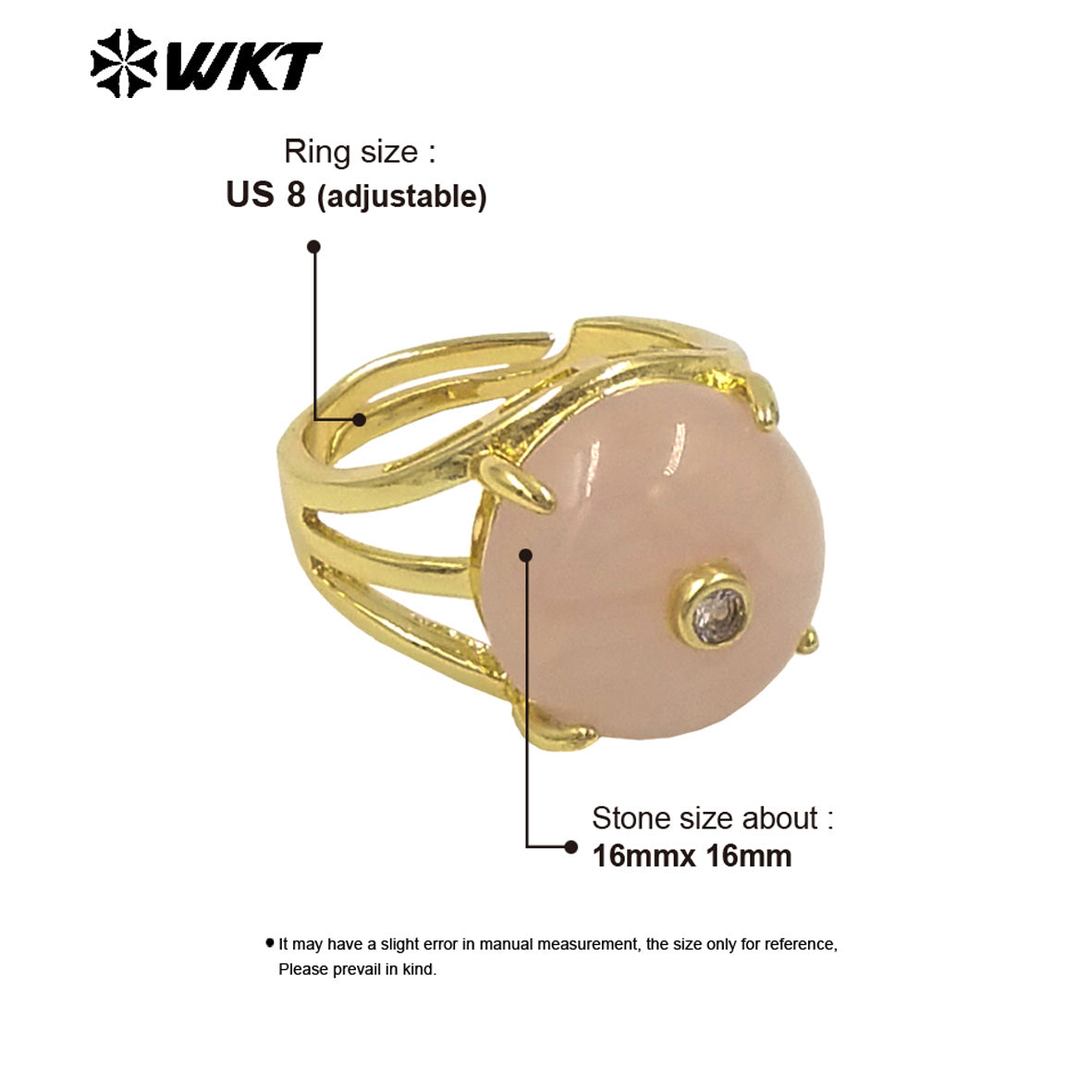 WT-R603 Newest Lovely Style Gold Plated Natural Gemstones And Zircon Round Women Rings For Party Wearing Decorative Jewelry