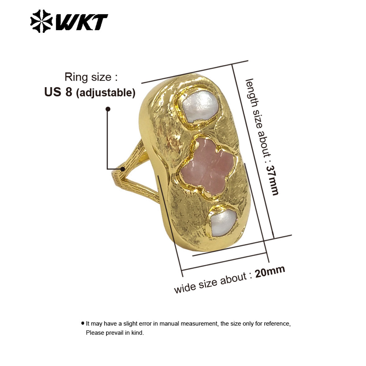 WT-MPR154 Exclusive Design Gold Plated Amethyst Natural Gemstone And Freshwater Pearls Cross Rectangle Rings For Party Jewelry
