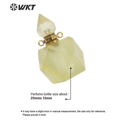 WT-P1658 Wholesale Faceted Natural Quartz Stone Perfume Bottle Pendant Fashion Lady Jewelry Necklace Stone Pendant for Perfume