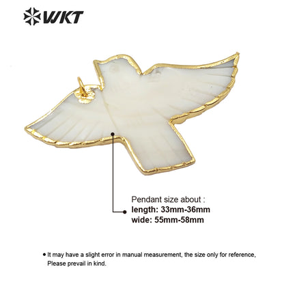 WT-JP184 Wholesale Natural Pigeon Shell Pendant 18k Gold Plated Fashion Lady Charm Jewelry Pigeon Shape Shell Pendant