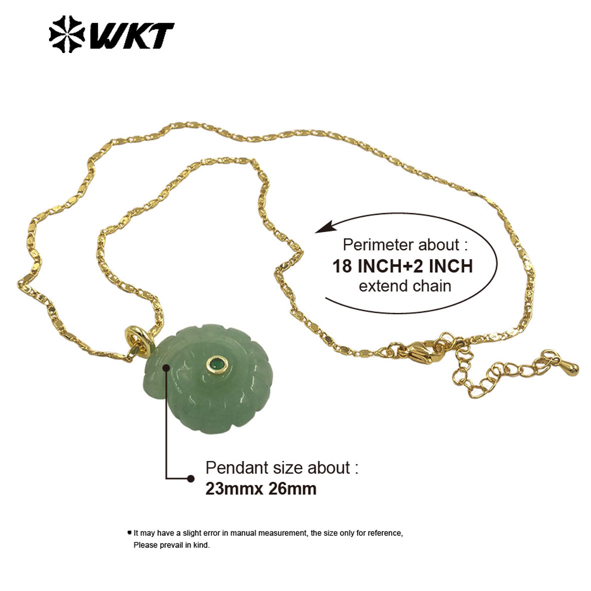 WT-N1510 Hot Sale Gold Thin Chain With Natural Gemstones Carved Trumpet Pendant Necklace As Women Daily Wearing Jewelry