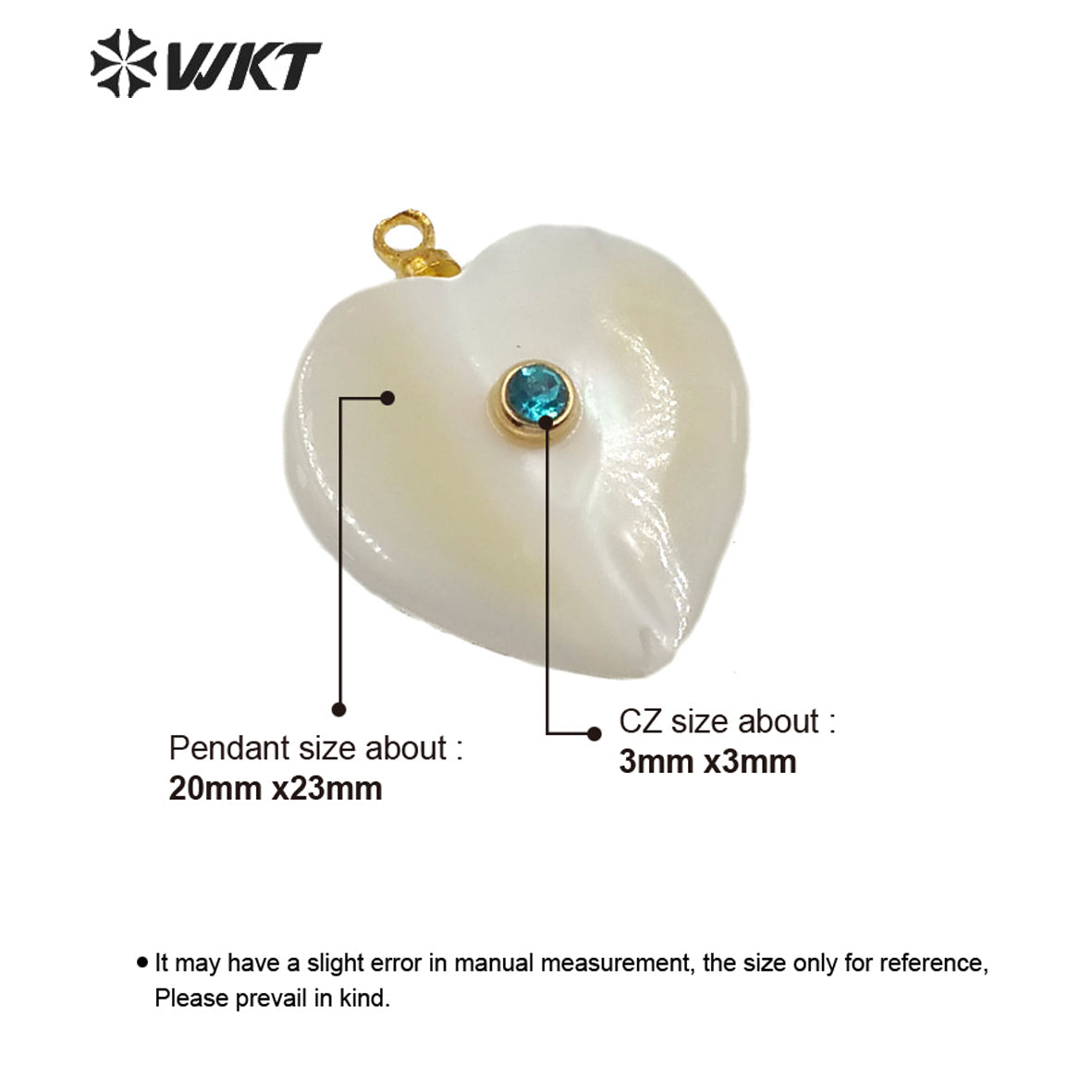WT-JP209 Natural Heart Shell Pendant With CZ Charm Stylish Jewelry Heart Shape Shell Pendant Gift for Lady
