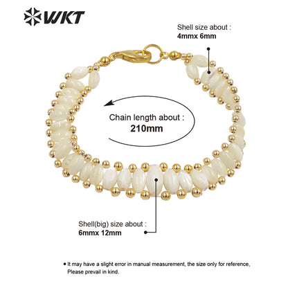 WT-MPB080 Wholesale Newest Natural White Shell Bracelets Lady Handmade Beads Bracelet Bohemian Women Bracelets