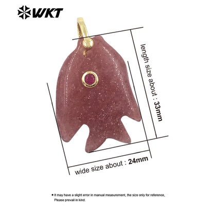 WT-P2106 Interesting Lovely Various Natural Gemstone And Zircon Fish Shape Charms Pendants For Women Fashion Jewelry Making