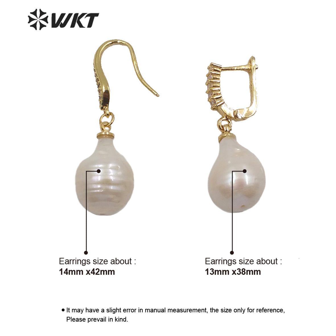 WT-MPE025 New Design Natural Baroque Pearl Drop Earring Two Styles Select Stylish Charming Jewelry Baroque Pearl Earring