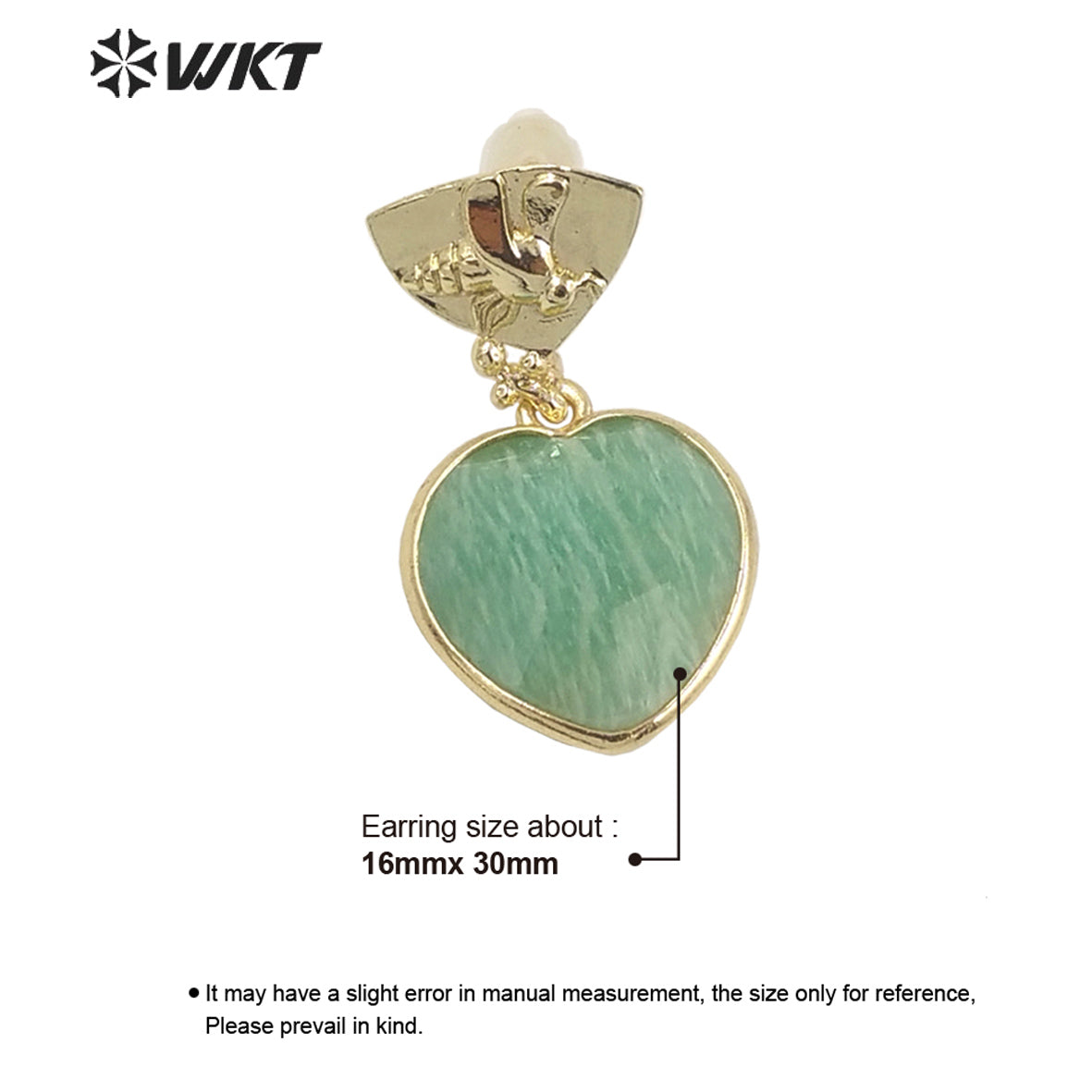 WT-E680 WKT Newest Fashion Small Lovely Heart Earrings Studs Gold Plated Natural Gemstone Women Stone Earrings