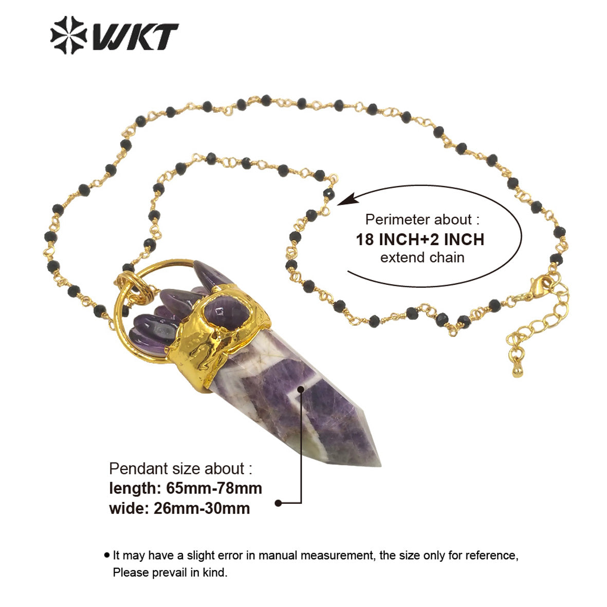 WT-N1274 Gorgeous Big Stone Necklace for Lady Precious Lucky Hexagonal Amethyst Stone Necklace for Birthday Gift