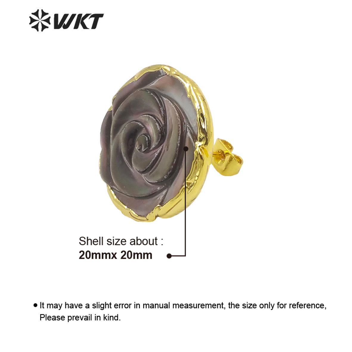 WT-MPE065 Lovely Shining Gold Electroplated Flower Shape Slice Fashion Shell Studs Earrings Women Gorgeous Flower Earrings