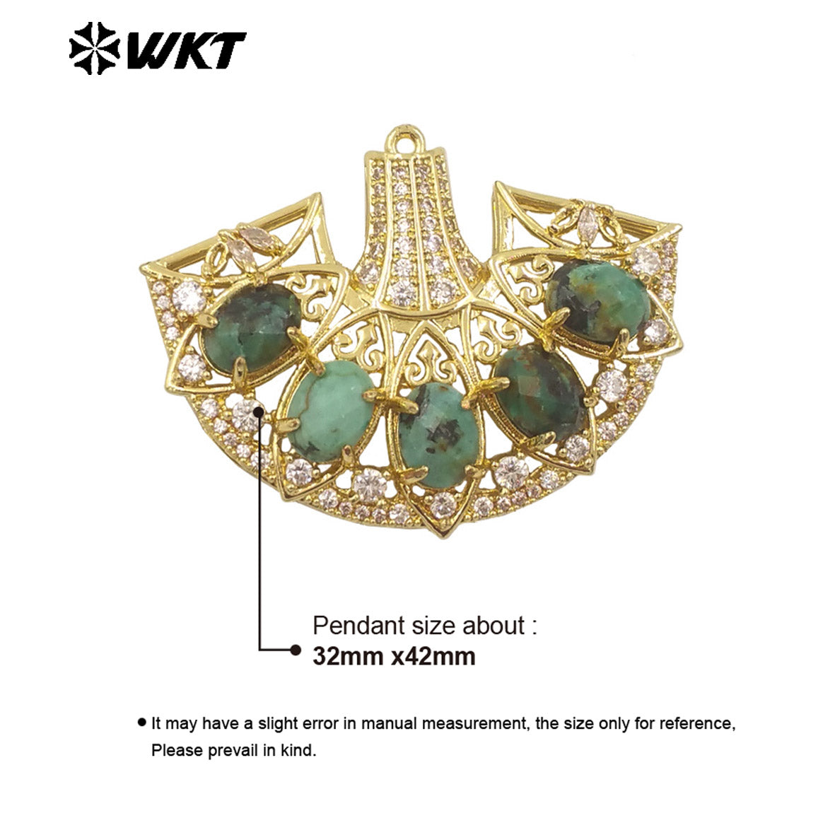 WT-MP295 Spring New Style Most Fashion Fan Shape Micropave Clawing Setting Natural Stone Lovely Skirt Pendant