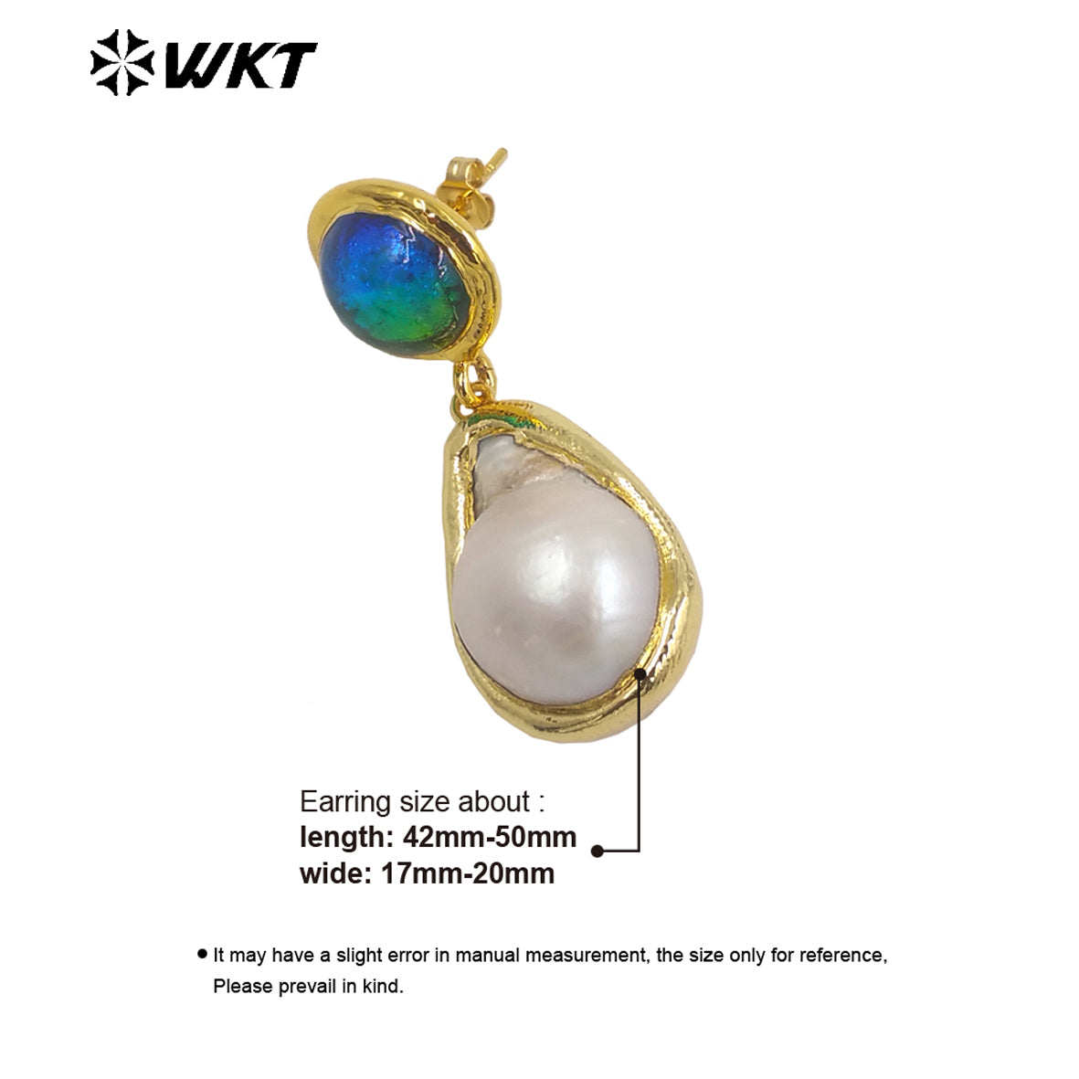 WT-MPE097 Baroque Pearl&Colour Glaze Romantic Fashion Gift for Lady 18k Gold Trendy Gemstone Jewelry Pendant Weeding Earrings