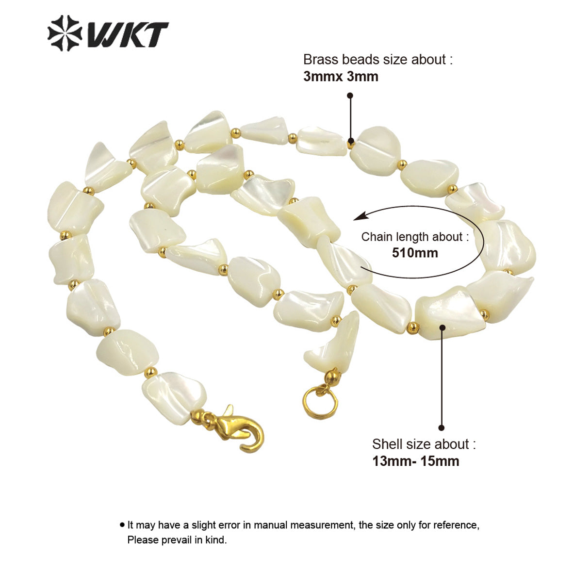 WT-JN224 Summer Design 2023 Newest White Shell Necklace Handmade Irregular Shell Beads Boho Necklace for Wedding