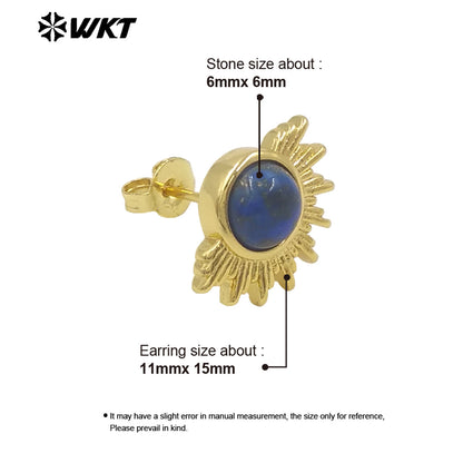 WT-E773 New Design Wholesale Natural Round Gemstone Multi-Colored Women's Earring Studs As Daily Jewelry and Birthday Gifts