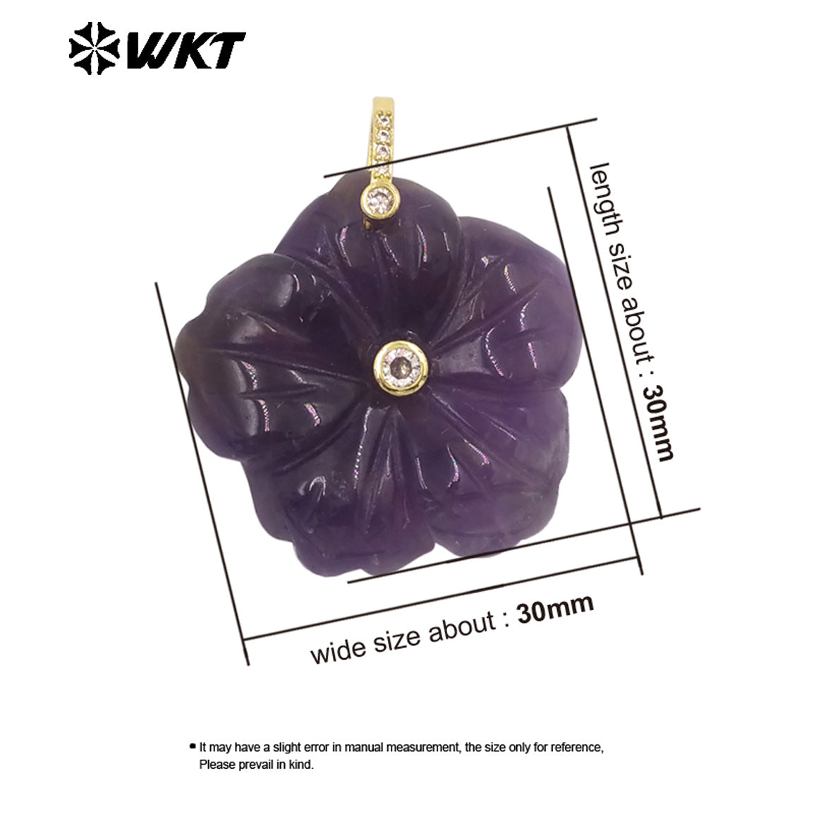 WT-P2029 Delicate Fashion Zircon And Natural Gemstones Hand Carved Lovely Flower Shape Pendant For Ladies Jewelry Making