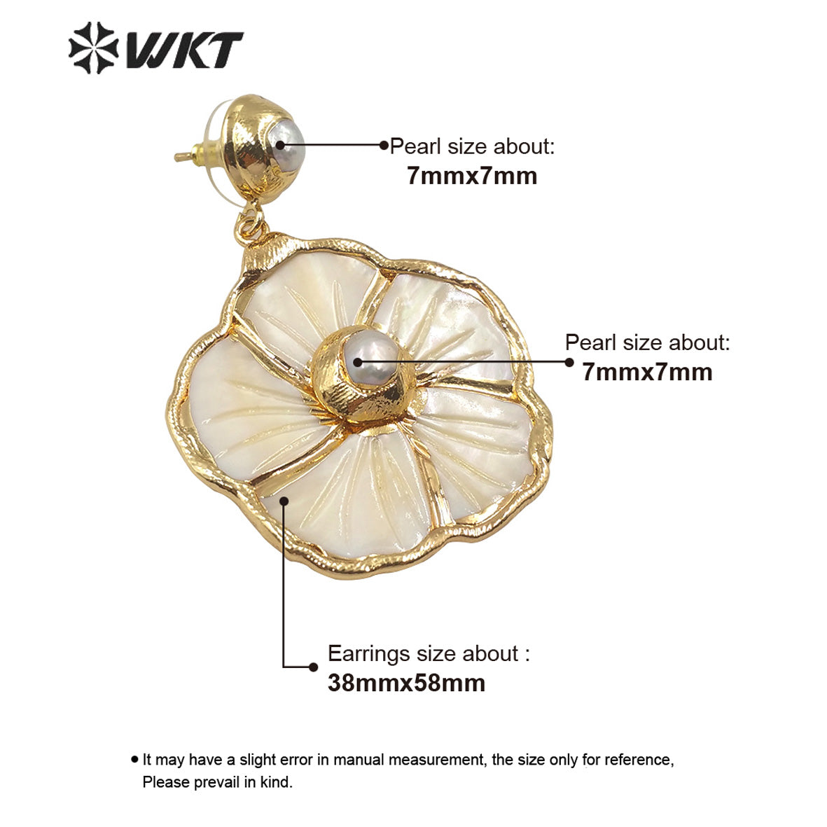 WT-E591 Wholesale Stylish White Flower Dangle Earring With Natural Pearl Charm Elegant Women Natural White Shell Earring