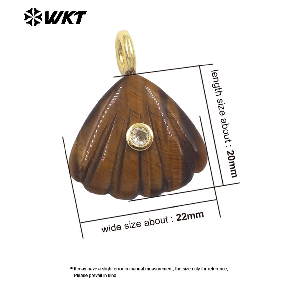 WT-P2054 Delicate Design Gold Plated Zircon And Natural Gemstones Cute Shell Shape Charms Pendant For Handmade Necklace DIY